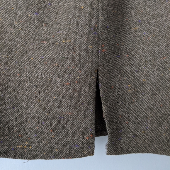 Vintage Wool Blend Brown Tweed A Line Skirt - Picture 4 of 8
